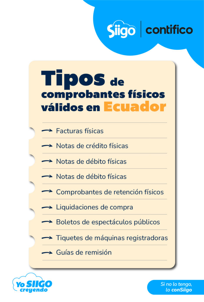Tipos de comprobantes físicos válidos en Ecuador