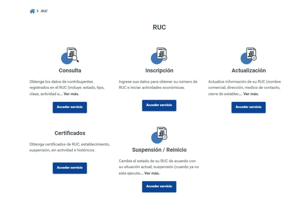 Captura de pantalla sri RUC Cómo sacar el RUC y pasos que debo seguir