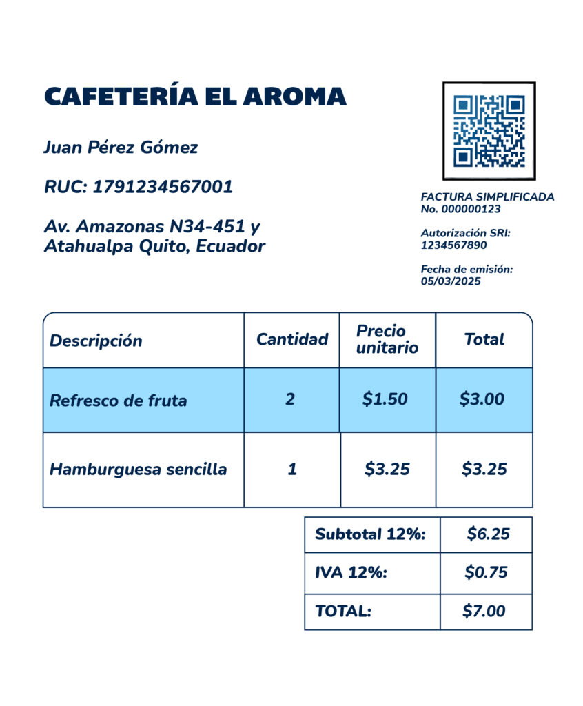 Qué es una factura simplificada Content 3 Ejemplo de factura simplificada