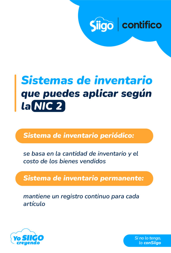 Qué es la NIC 2 Infografía 3 Sistemas de inventario permitidos por la NIC 2